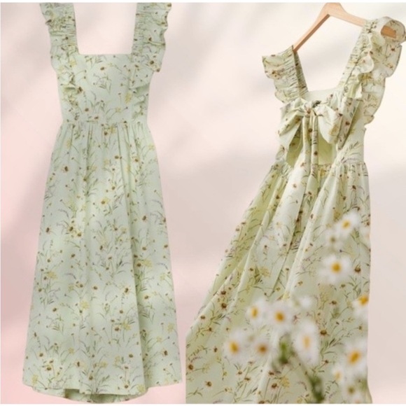 H&M Dresses & Skirts - H&M Wildflower Ruffle Sleeve Dress with Tie Back